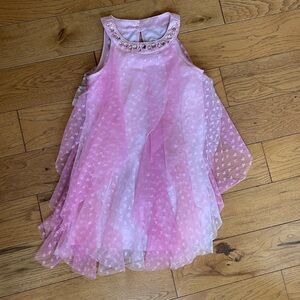 Tahari ruffled pink heart lace dress size 4